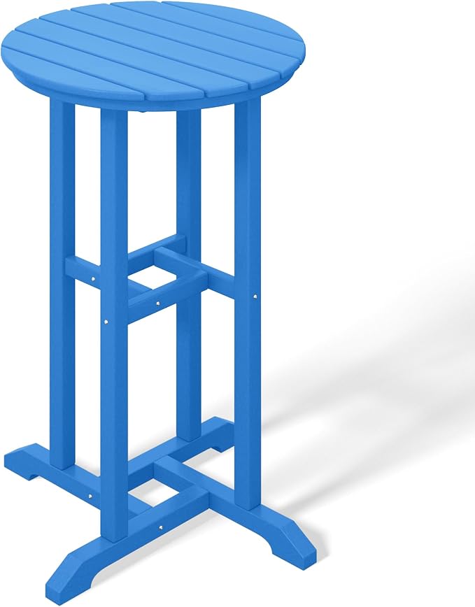Costaelm Outdoor Bar Table, 37" Counter Height Round Patio Cocktail Bar Table, Patio Bar Table Bistro Dining Table Pub Table for Front Porch Deck, Backyard, Garden, Pacific Blue