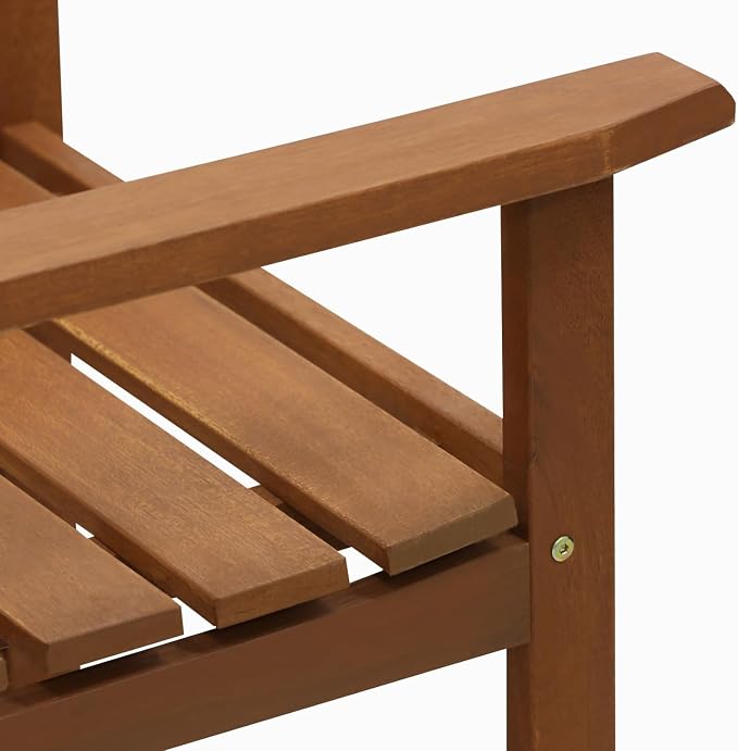 Furinno TIOMAN Outdoor Dining Set, 2-Seater Wood Patio Set, Chairs for 2 & Side Table, with 2-Tier Shelf and Umbralla Holes, for Patio, Garden, Porch, Light Wood