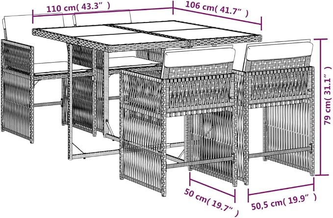 5-Piece Garden Dining Set, Patio Furniture with Foldable Chairs and Acacia Wood Tabletop, Outdoor Table and Chair Set for Backyard, Balcony, Deck
