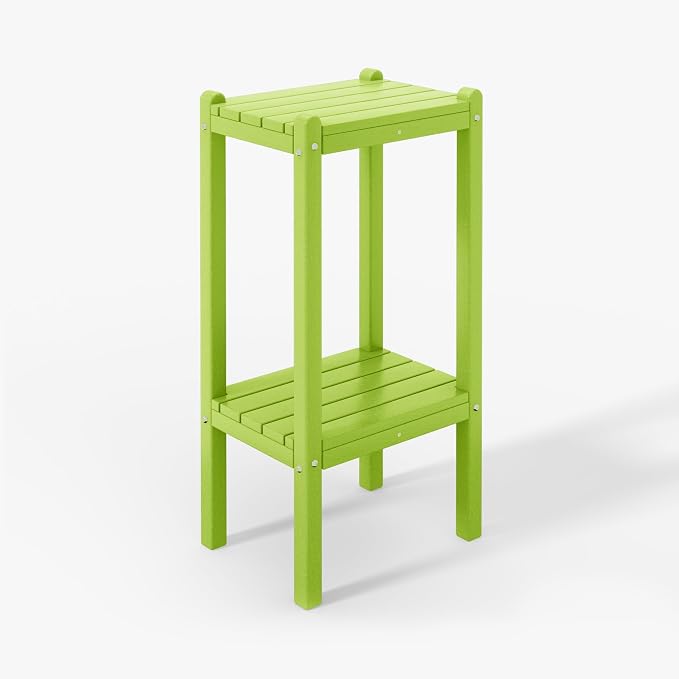 WestinTrends Malibu 36" Outdoor Adirondack HDPE 2-Tier Patio Side Table, Lime