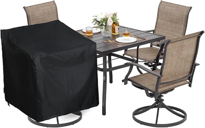 Patio Chair Covers 4 Pack, Outdoor Chair Covers Waterproof 600D Heavy Duty, All-Weather Patio Furniture Covers for Outdoor Swivel Chairs, Lawn Wicker Sofas & Rocking Chairs, Black