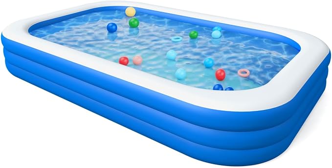 Inflatable Swimming Pool, Blow up Pools, Above Ground Swimming Pool for Family, Small Pools 103 x 69 x 24 inch Full-Sized Inflatable Pool for Kids for Outdoor, Backyard