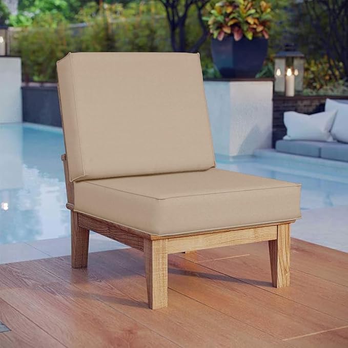 Covers & All Square Outdoor Cushion Covers for Patio Furniture Sets, Water, Tear & UV Resistant Polyester Cushion Slipcover with Zippers (Pack of 2) (20" W x 20" D x 4" Thick, Beige)