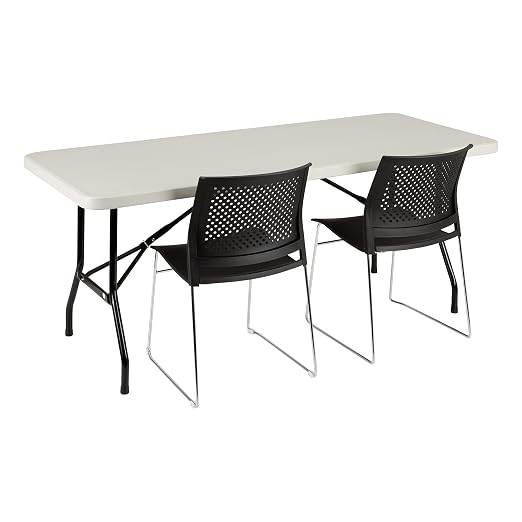 Norwood Commercial Furniture 6' Indoor/Outdoor Folding Training Table, Rectangular Blow-Molded Plastic Folding Training and Event Table, Gray