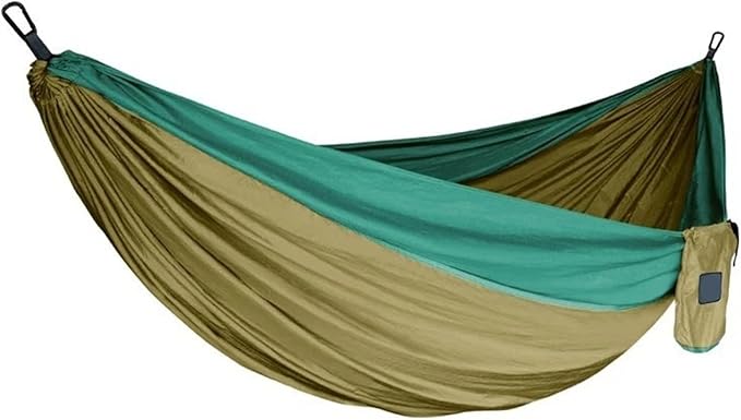 Portable Fabric Single and Double Size Outdoor Camping Hiking Garden Hammock(Double Brown Green)