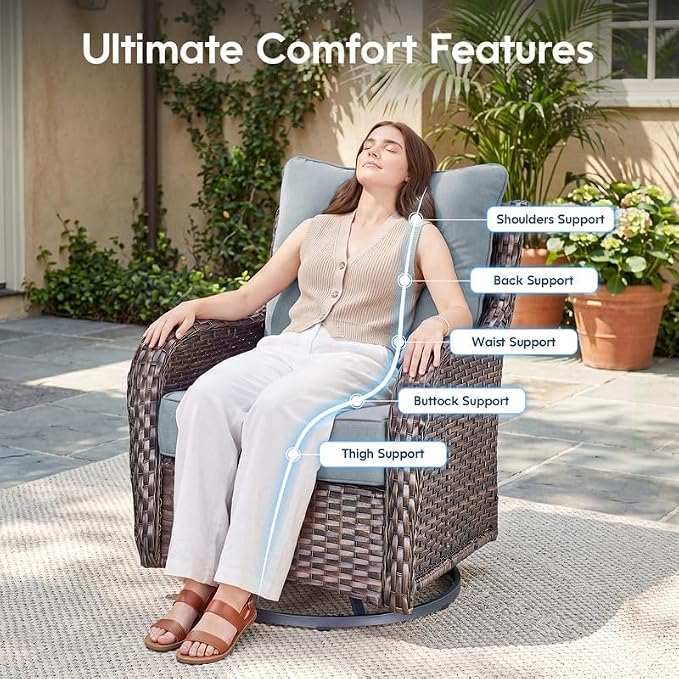 Luxury 22*24*6in Outdoor Patio Cushions, 1 Piece Sky Blue Outdoor Cushion | 6'' Thick Outdoor Cushions, Water-Resistant, Reversible, Removable Cover, for Patio Chairs Sofa Couch Loveseat