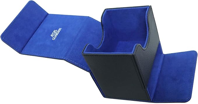 AEGIS GUARDIAN Card Deck Box with Dice Tray for MTG Cards, Commander Deck Box fit 150+ Sleeved Cards, PU Leather Card Storage Box Strong Magnet Deck Game Case for TCG CCG, Black and Blue