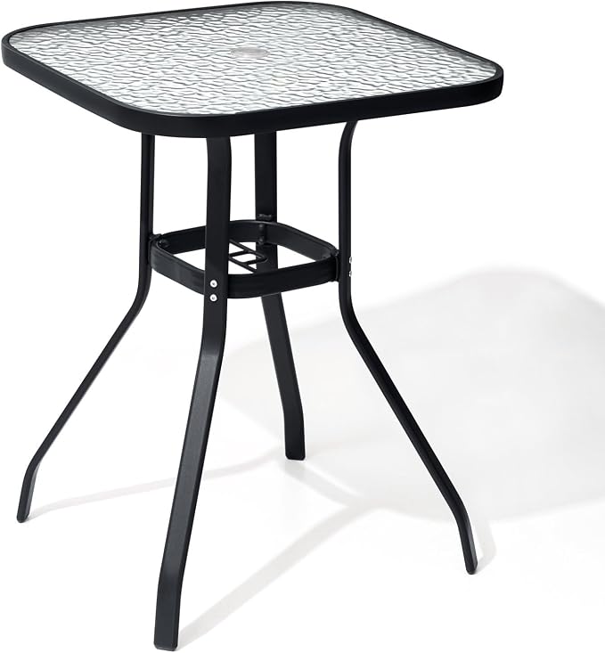 Crestlive Products Outdoor Dining Table for 6, 70" Rectangular Patio Table with Metal Frame 1.6" Umbrella Hole for Backyard Balcony Garden, White