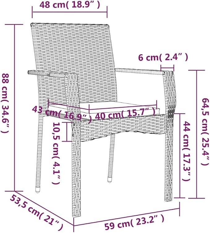 5 Piece Patio Dining Set, Outdoor Garden Table and 4 Chairs with Cushions, Weather Resistant Poly Rattan Furniture for Backyard, Porch, Deck, Black and Gray