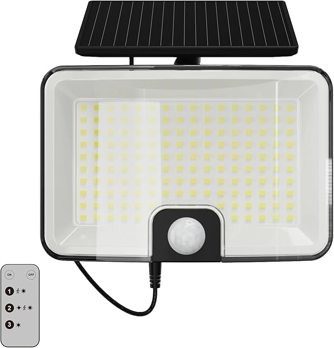 Solar Lights Outdoor Waterproof Motion Sensor, 1000LM LED Measured Flood Light with Remote,16 FT Detection, 270° Wide, Dusk to Dawn Solar Powered Security Lights for Porch Patio Yard Garage
