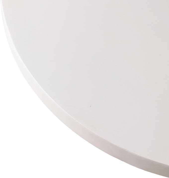 LeisureMod Minimalist White Side Table with Pedestal Base – Round Fiberstone Accent Table for Living Room, Outdoor, or Patio Use, Dune Series (White)