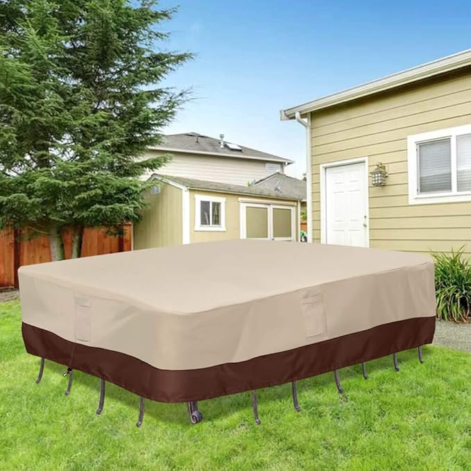 Vailge Waterproof Patio Furniture Set Cover with Padded Handles, Patio/Outdoor Table Cover, Patio/Outdoor Dining Rectangular Table Chairs Cover Medium