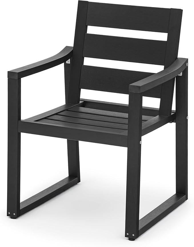 Cozyman HDPS Outdoor Dining Chairs, 350LBS, Patio Dining Chairs with Armrest, All Weather Outdoor Kitchen Chairs with Square Frame Legs for Outdoor Indoor, Lawn, Garden, Backyard, Black