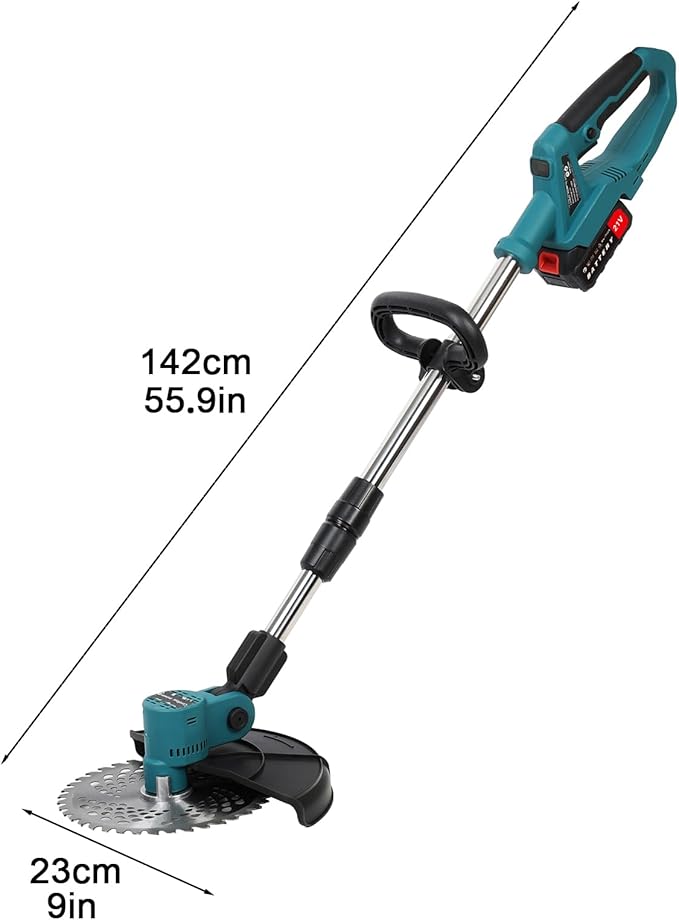 9 Inch Weed Eater, Electric Weed Mower Cordless Trimmer Retractable Home Weed Eater Cutter Battery Power Rechargeable Handheld Lawn Mower with Brushless Motor for Garden Lawn Care US