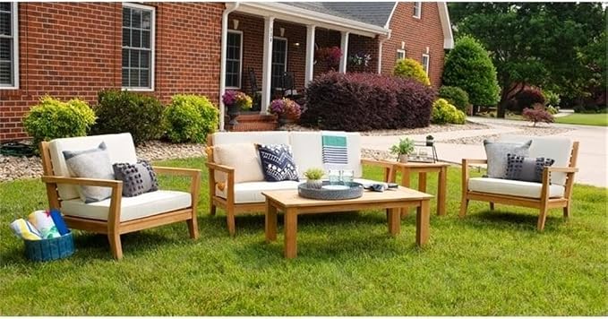 Afuera Living Square Outdoor Side Table, 20" x 20" x 22", Solid Teak Wood, Natural Oil Finish, Slatted Top, Compact Design, Sustainable Patio Furniture for Drinks or Lanterns