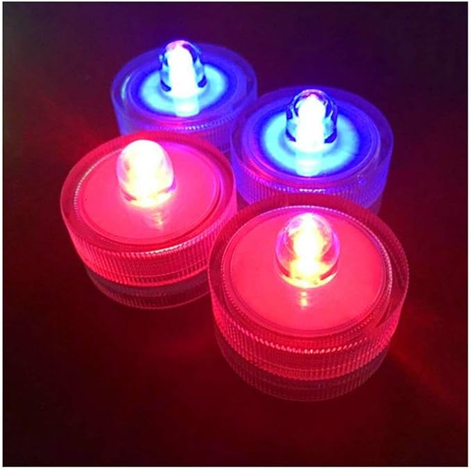 Bright LED Battery Operated Flameless Tea Light, Submersible Tea Candle Waterproof Decorations Underwater Vase Light for Party & Wedding, Pack of 12, Red