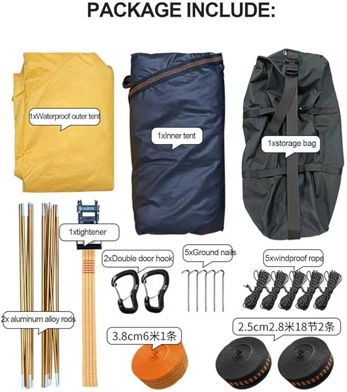 Camping Hammock Tent, Large Triangle Hammocks for 1-3 Persons-Portable Camping Hommock with Mosquito Net for Outside, Hiking Travel(Military Green)