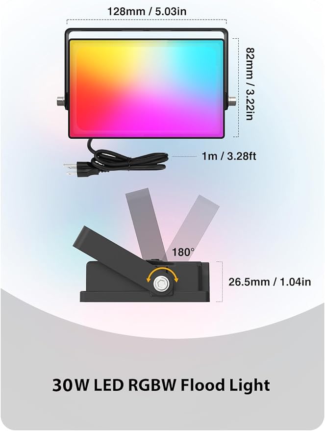 Onforu LED Flood Light Outdoor 300W Equivalent, 30W Color Changing RGBW Floodlight with Remote, 2700K Warm White IP66 Stage Lights Indoor Uplights for Events, Uplighting for Halloween 4 Pack
