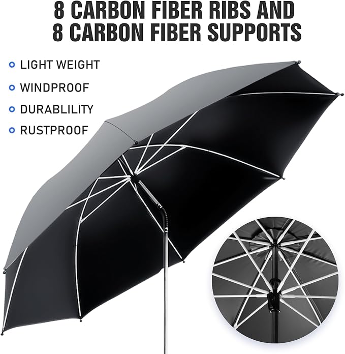 2 PACK Beach Umbrella with Clamp, 360 ° Adjustable Umbrellas for Chair, UPF50+ Umbrella for Beach Chair, Patio Chair, Wheelchair, Camping Chair, Golf Carts (Chair Not Included)