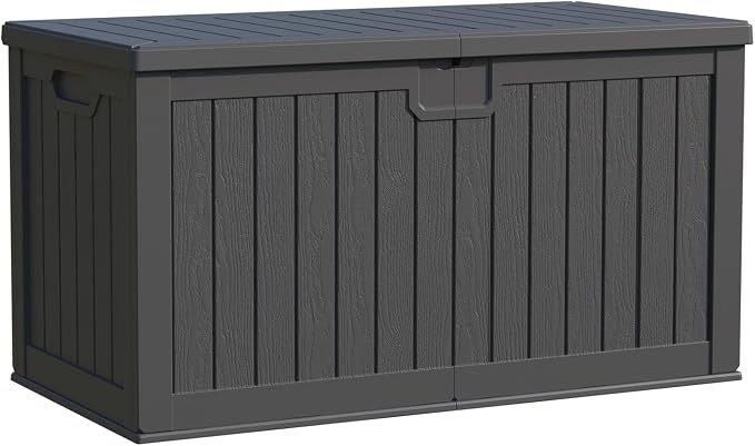 Patiowell 230 Gallon Large Outdoor Storage Box, Waterproof Deck Box with Fixed Divider, Lockable and Durable Patio Storage Solution for Patio Furniture and Garden Tools, Black