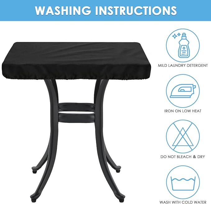 Outdoor Square Table Cover Waterproof Anti-UV Heavy Duty Square Table Covers for Outdoor Furniture,Windproof Patio Coffee & Dining Table & Table Top Cover Weatherproof,48"L×48"W×4"H