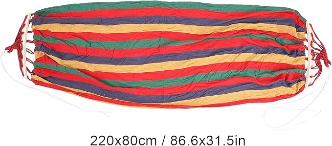 Camping Hammock Lightweight Portable Canvas, 86.6x31.5 Inch, Blue with Color Stripe - Hardwood Spreader Bar, Easy Setup, Ideal for Outdoor Travel and Hiking (Red)
