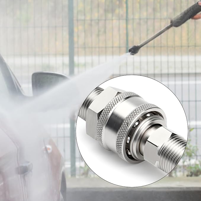 TAISHER 4PCS 304 Stainless Steel 3/8" Male NPT High Pressure Washer Quick Connect Coupler for Pressure Washing Gun Hose Accessories