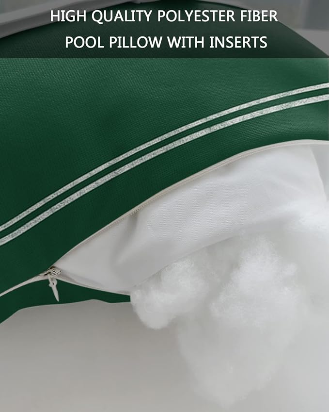 Outdoor Pillows Covers with Inserts Solid Color Sea Green Waterproof Recliner Pillow with Adjustable Strap Throw Pillows for Patio Furniture Pool Lounge Chair, 11x16 inch, 1PCS