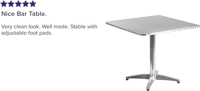 Flash Furniture Mellie Commercial Grade 31.5" Square Aluminum Indoor-Outdoor Table with Base