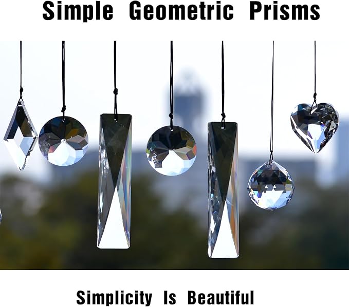 2PCS Long Crystal Suncatcher Prisms for Windows (Net Rec Clear) | Clear, Transparent, K9 Glass, Rainbow Maker, with Hooks & Cord