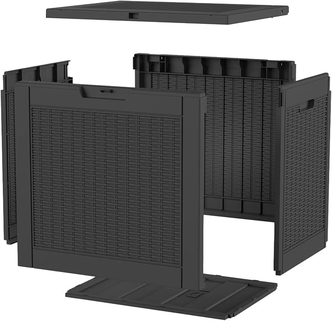 Resin Deck Box Outdoor Storage Box Waterproof for Patio Furniture,Outdoor Cushions,Garden Tools and Pool Supplies (Black, 36 Gallon)