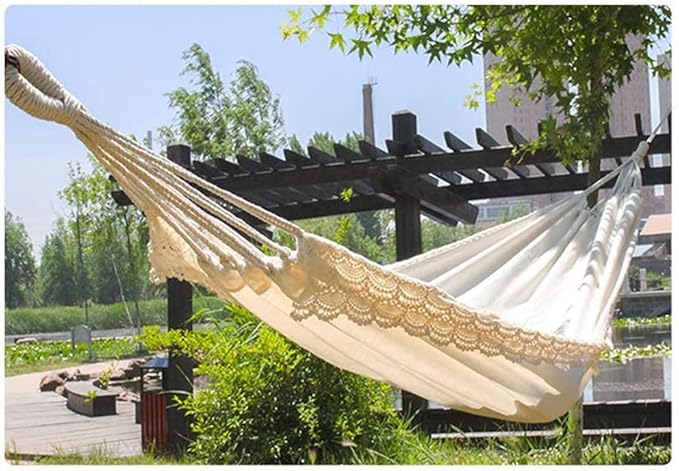 Camping Hammock Bed Outdoor Camping Hammock Swing Portable Hanging Chair White Romantic Lace for Travel Hiking Garden Sleeping Swing Hammock Swing
