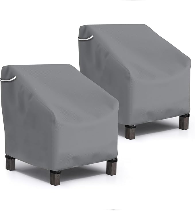 STARTWO Patio Outdoor Chair Covers 2 Pack, Outdoor Furniture Covers Waterproof adapter for Lawn Lounge Seat, Wicker, Swivel, Adirondack, Rocking Chairs, 37.5W x 39D x 38.5H inch, Grey