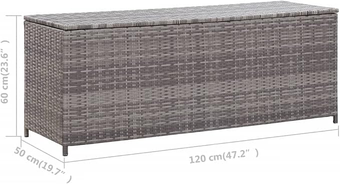 【Fast Shipping】 Outdoor Rattan Storage Box, All Weather Deck Box for Patio Furniture Storage, Outdoor Toys and More Patio Storage Box Gray 47.2"x19.7"x23.6" Poly Rattan