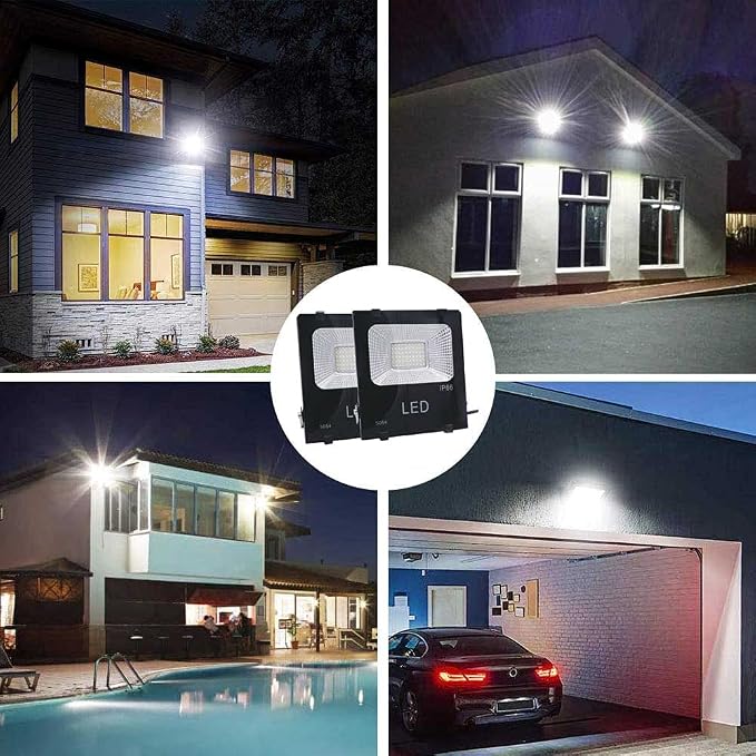 10W LED Flood Light with ON/Off Switch Plug in,Cool White,Security/Work/Plant Grow Outdoor Light,IP66 Waterproof,Reflector Spotlight for Porch, Garage,Patio,Yard,Garden
