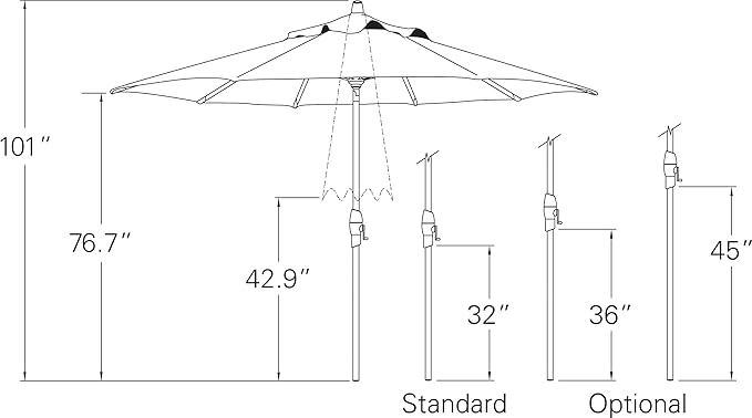 Treasure Garden 9ft Patio Umbrella - Outdoor Furniture Market Umbrella – Deluxe Auto-Tilt – Bronze Aluminum Frame (Sunbrella, Spa)