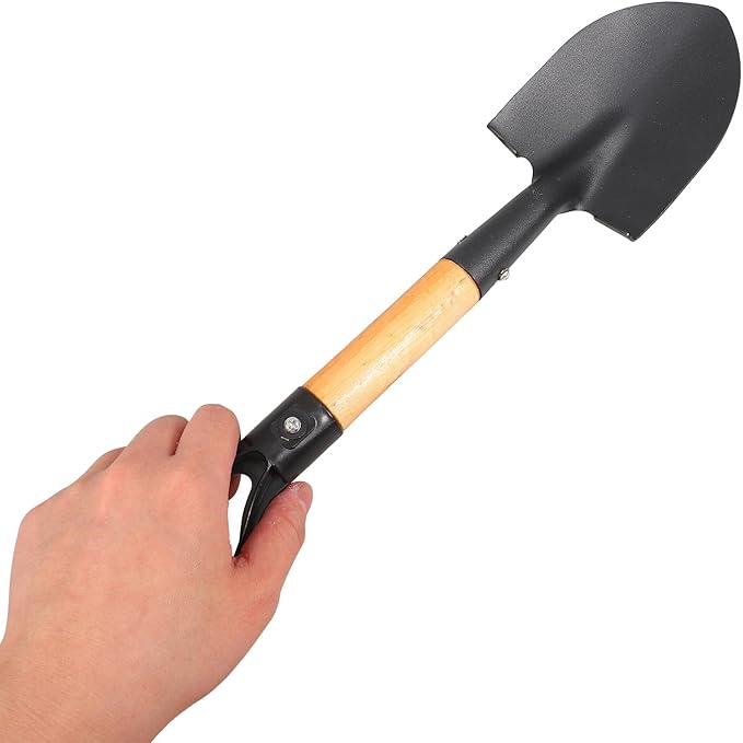 Vegetable Planting Tool and Soil Digging Shovel for Gardening, 36Cm Metal Hand Trowel with Short Handle, Multi-Functional Outdoor Soil Loosening and Transplanting Tool