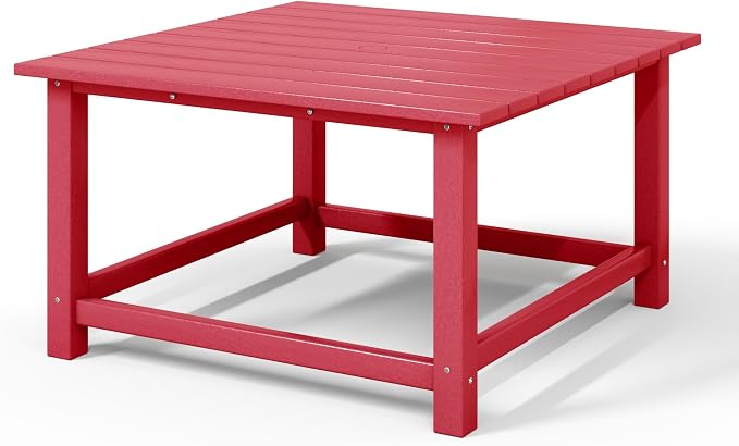 WestinTrends Malibu Low Outdoor HDPE Square Patio Coffee Table, Red