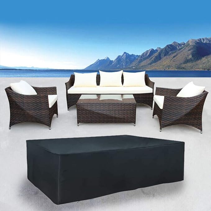 FLR 78x62x27in Patio Table Cover Veranda Rectanguler Black Waterproof Outdoor Dinner Protector Dust-Proof Table Desk Cover Furniture Covers with Storage Bags for Garden Outdoor Indoor Furniture Table