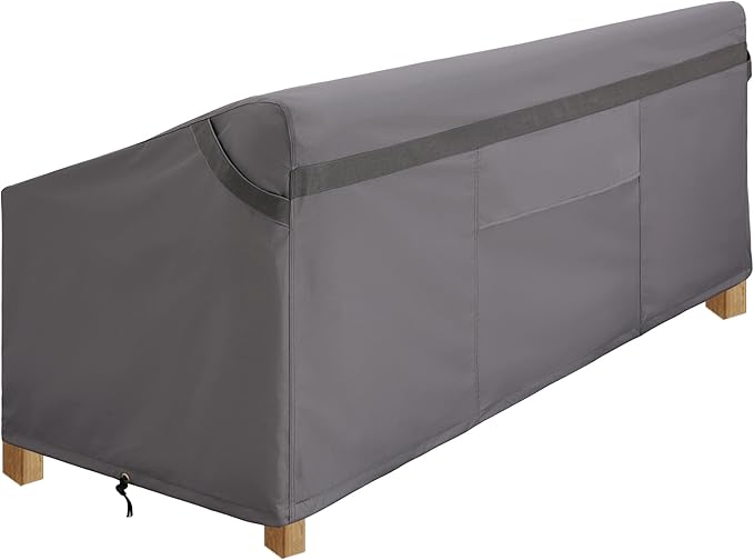 Patio Bench Cover Grey Waterproof, Small Outdoor Loveseat Cover 54in W x 37in D x 35in H Waterproof UV-Resistant Windproof Ripproof Outdoor 2 Seater Couch Cover