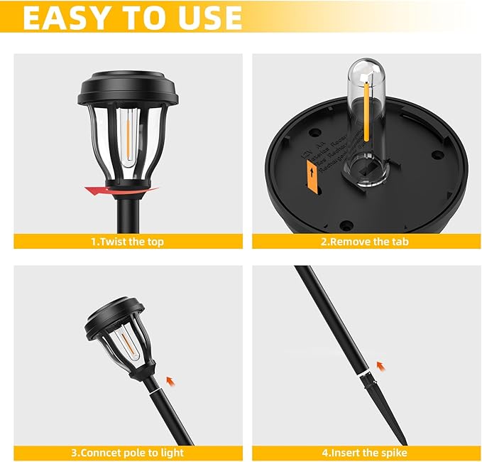 DERAYSION 12 Pack Solar Lights Outdoor, Solar Pathway Lights Auto On/Off Waterproof LED Garden Lights for Landscape Path, Yard, Walkway, Driveway, Sidewalk, Cold White
