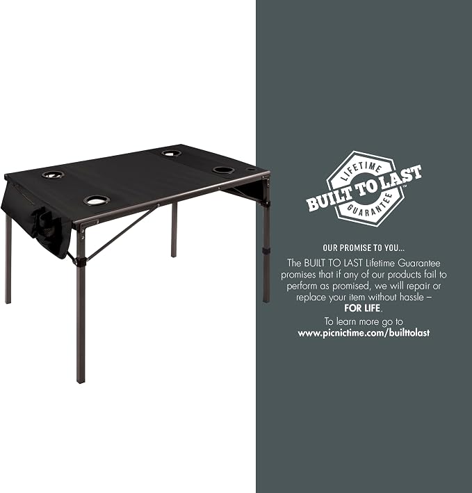 ONIVA - a Picnic Time Brand Travel Portable Soft Top Folding Table for Camping and Outdoors with Carry Bag, (Black) 6 x 6 x 43