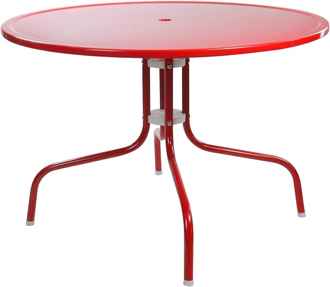 Northlight 39.25" Red Retro Metal Tulip Outdoor Dining Table