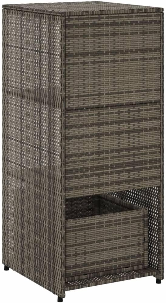 Garden Storage Cabinet, Weather-Resistant PE Rattan Outdoor Organizer with 2 Doors, Durable Patio Storage Box for Cushions, Gardening Tools, Grey, 21.7 x 19.7 x 45.3 Inches