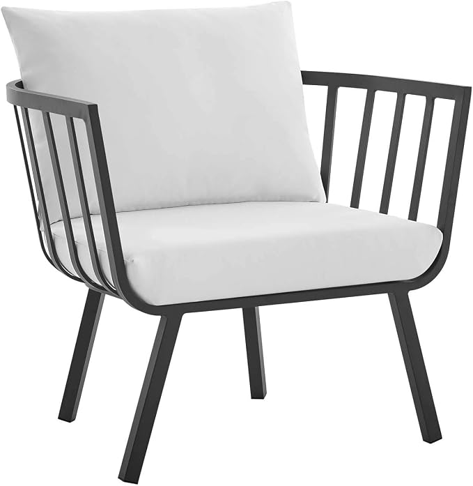 Modway Riverside 4 Piece Outdoor Patio Aluminum Set, 114 x 61.5 x 28, Gray White