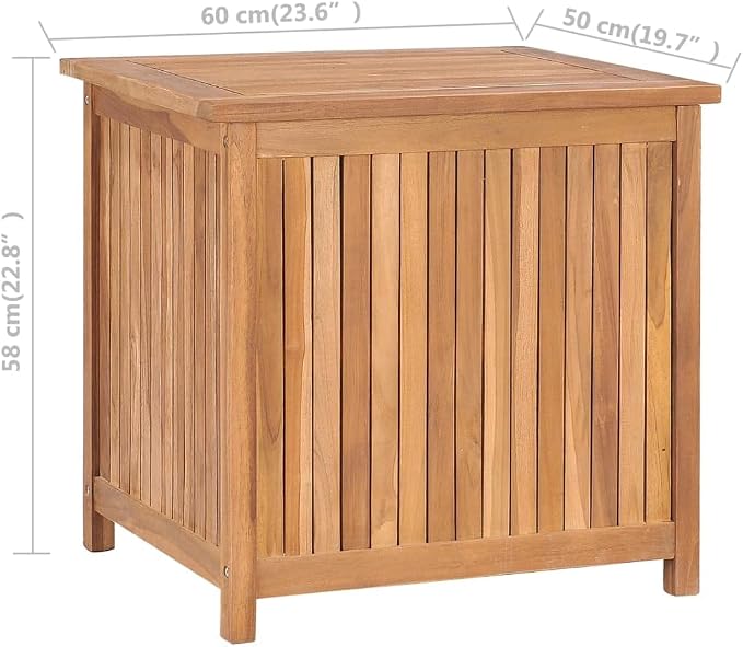 Outdoor Patio Storage Box Solid Teak Wood Deck Box Outdoor Storage Organization Box with Lid Storage Bench and Waterproof Lining for Garden,Patio,Backyard,23.6"x19.7"x22.8" -AA