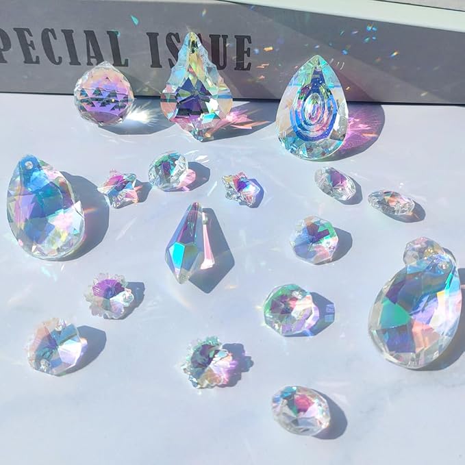 200pcs DIY Sun Catchers Making Kits Craft for Adults Crystal Suncatchers | Stained Glass Window Hanging Prism Indoor Outdoor Garden Xmas Decor with Rainbow Maker Pendants Chains Supplies