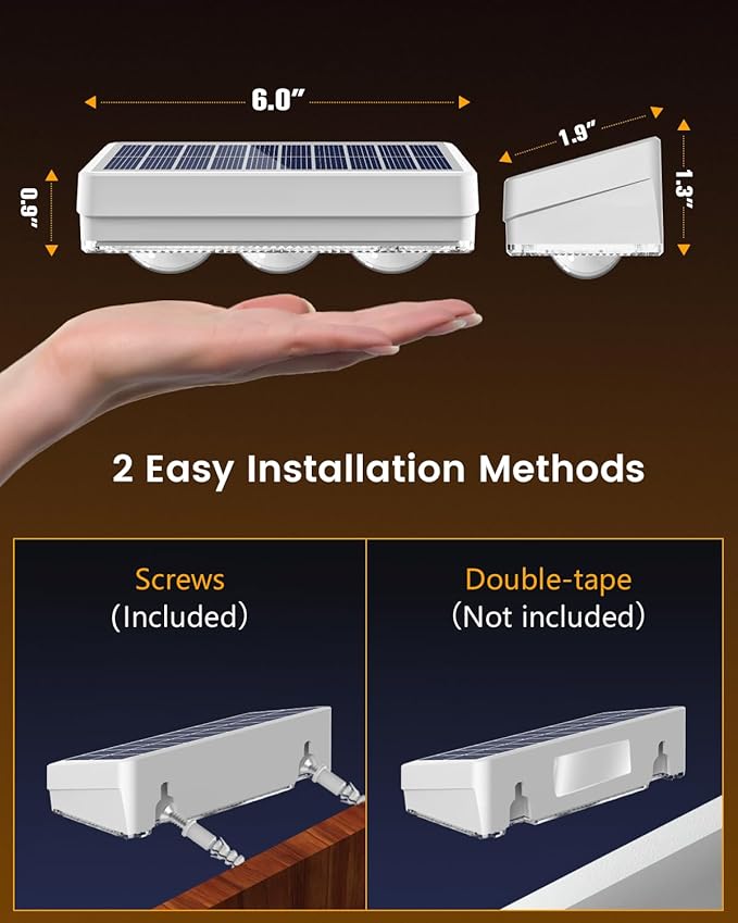 JOFIOS Solar Fence Lights Outdoor Waterproof Led, 12Pack,1300mAh,6 Inch Solar Lights for Fence with Warm White & RGB 8 Colors,Outdoor Solar Lights for Patio, Backyard, Deck, Railing (White)