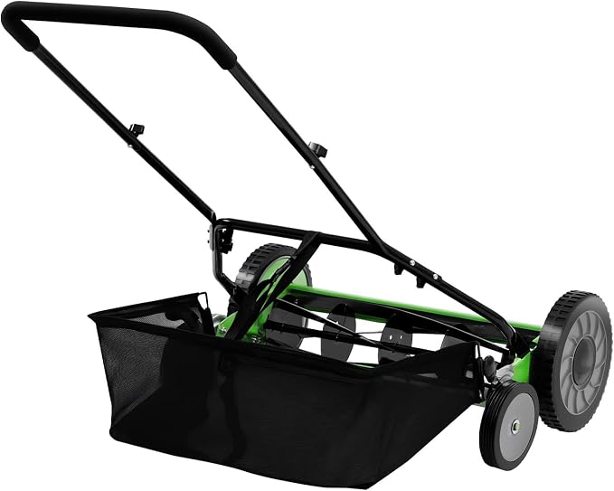 20” Manual Push Reel Lawn Mower Push Lawn Sweeper with 23L Collection Bag, 5 Blades