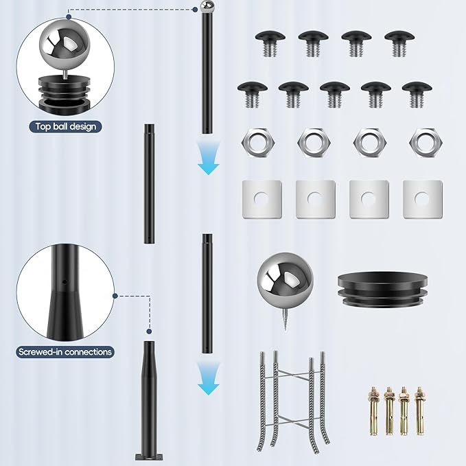 Street Light Pole 13Ft Tall, Street Lamp Post for Outdoor Lighting Fixtures with Two Types of Ground Mounting Brackets, Outdoor Light Pole for Parking Lot, Patio, Street, Backyard, Exterior House